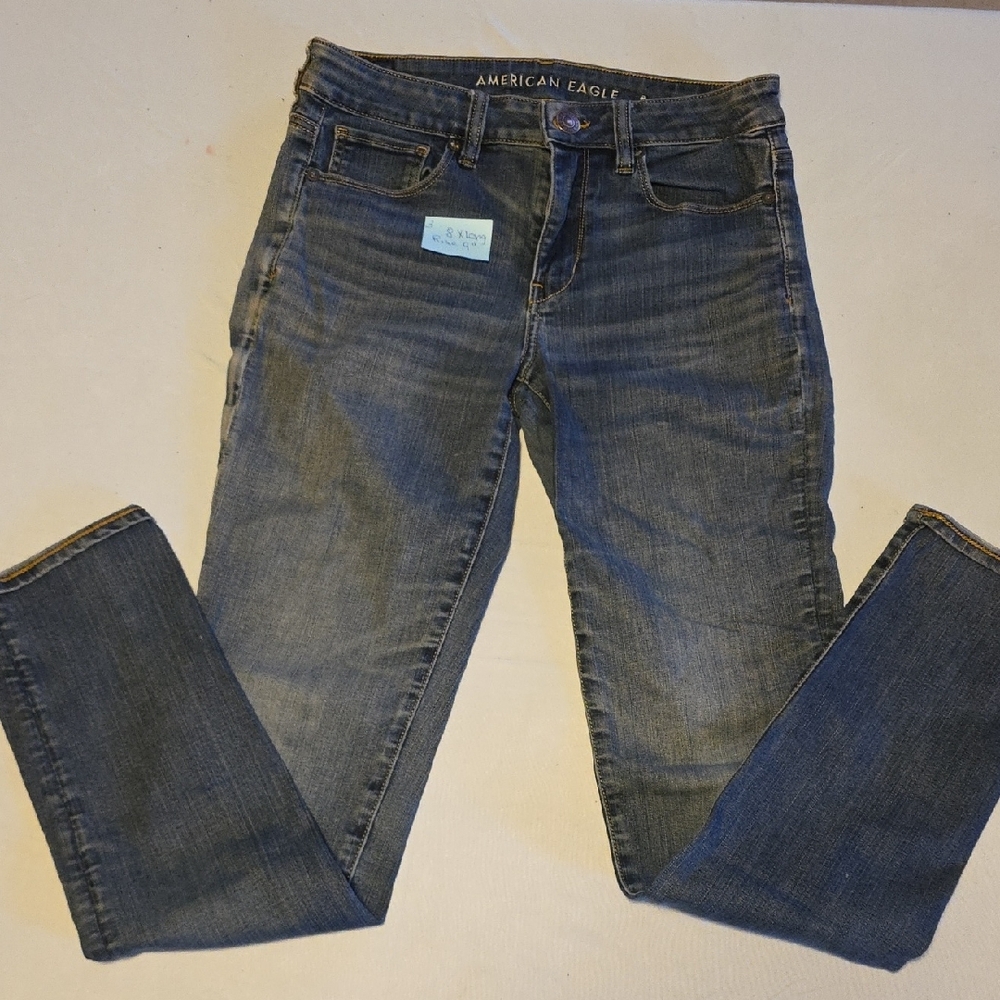 American Eagle Outfitters Blue Skinny Jeans with Faded Wash